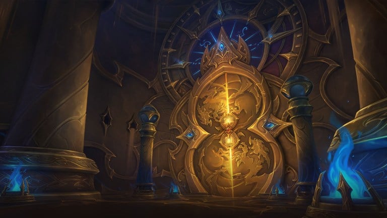 The doors to the Bronze Temple/ loading screen for the Dawn of the Infinite