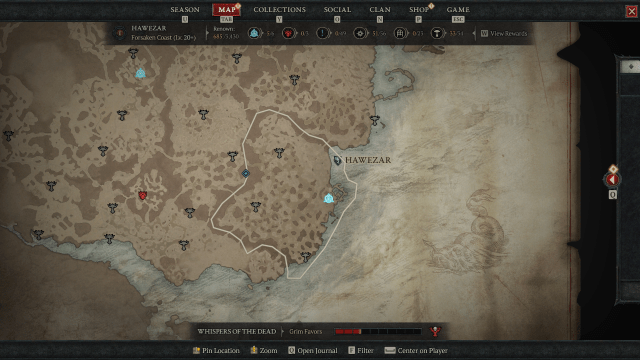 Forsaken Coast on Diablo 4's map