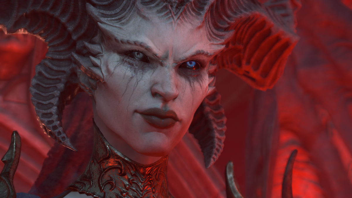 A close up of Lilith in Diablo 4