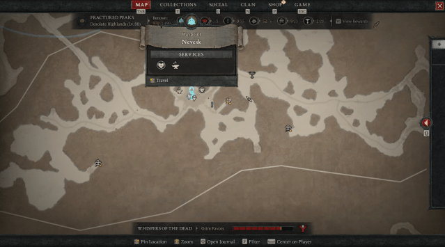 A map screenshot of the Echo of Hatred dungeon in Diablo 4