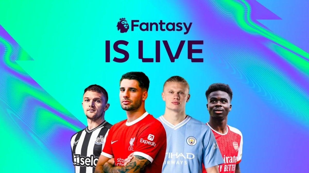 An FPL promo showing Kieran Trippier, Erling Haalang, Bukayo Saka and Dominik Szoboszlai.