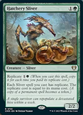 Image of Sliver with eggs through Hatchery Sliver in MTG Commander Masters Sliver Swarm Precon deck