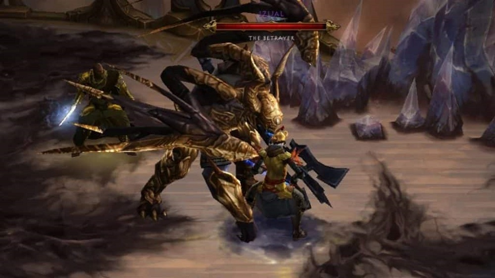 An image of the player battling Izual in Diablo 3.