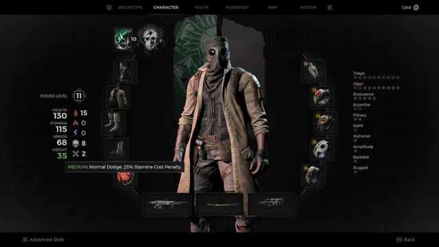 The main character screen from Remnant 2
