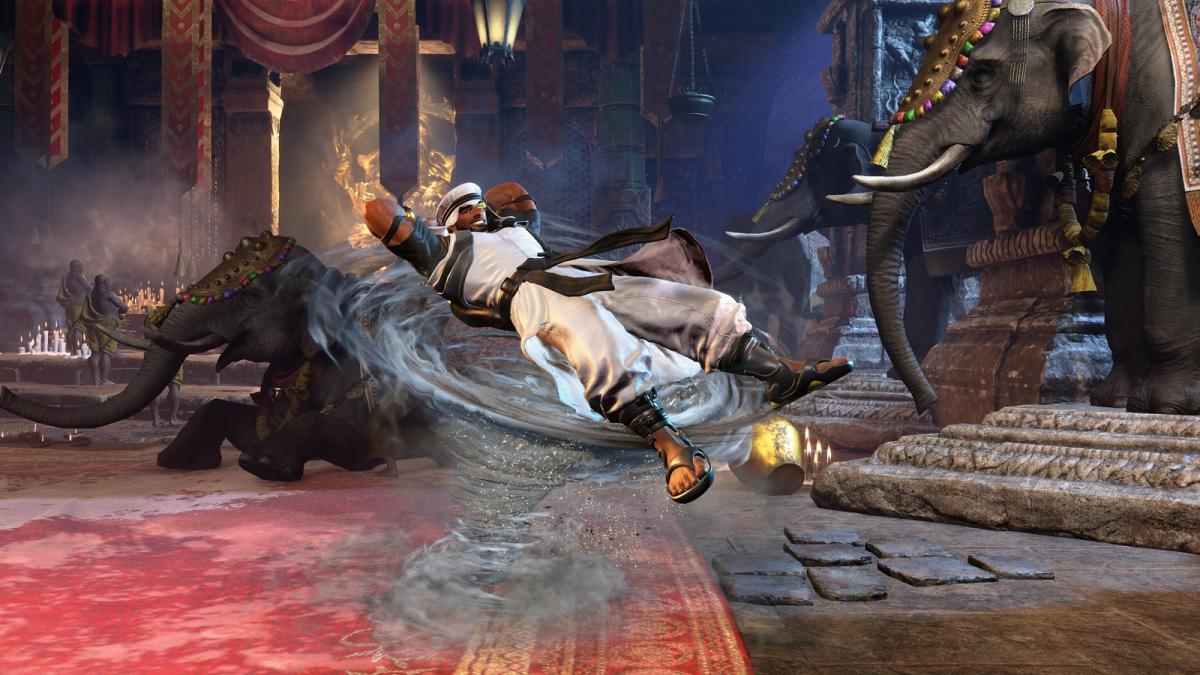 Rashid floating on the wind in Street Fighter 6.