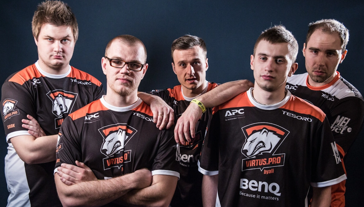 The Virtus Pro 2014 EMS One lineup, wearing the iconic orange and black jerseys in CS:GO.