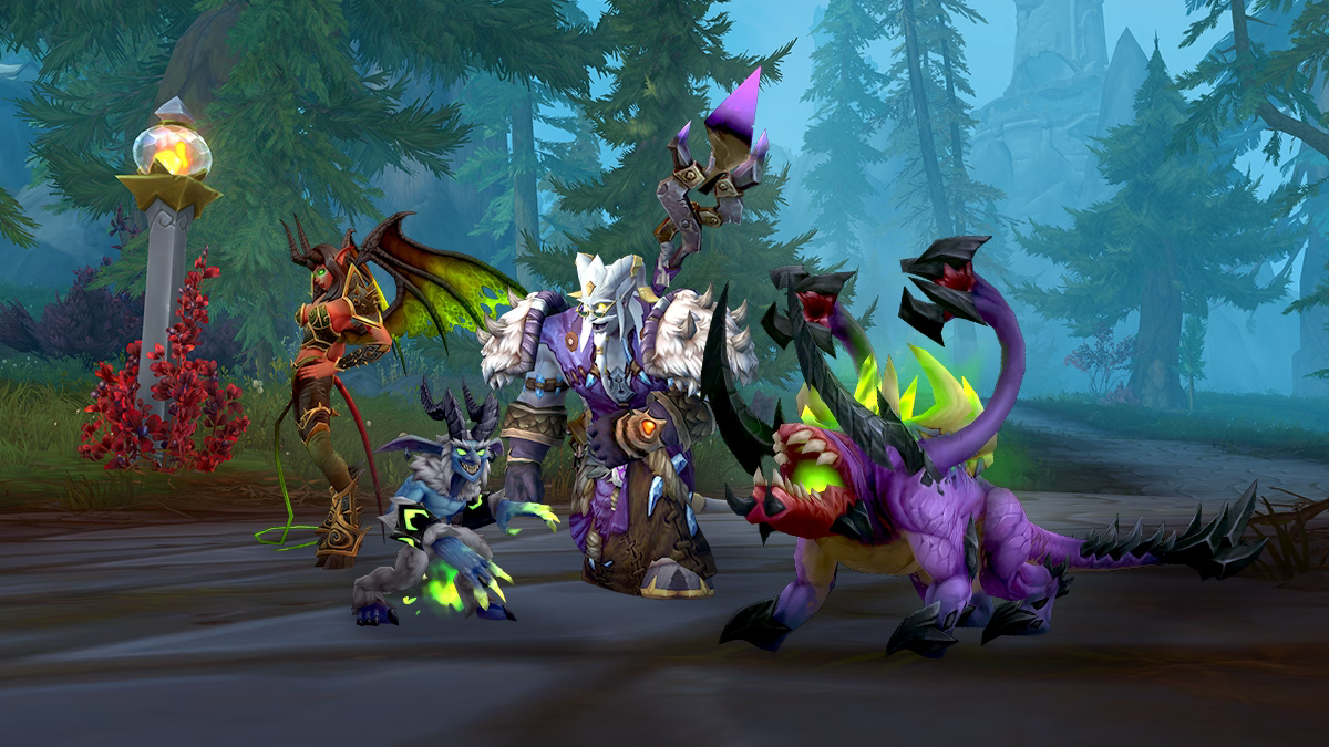 Draenei Warlock with his demon pets in Hillsbrad Foothills