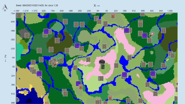 A map of the 69420021128211429 seed.