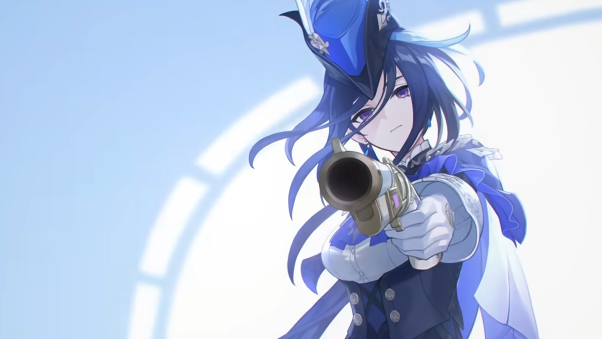 Chlorinde shooting towards the camera in Genshin Impact.
