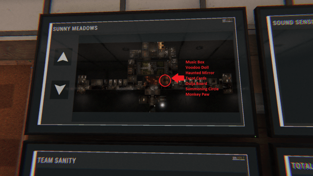 A map of the main floor of Sunny Meadows Mental Institution. 