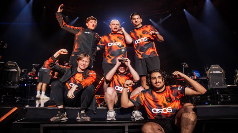 Fnatic poses onstage after victory against FUT Esports at VALORANT Champions Los Angeles Playoffs Stage at the Shrine Expo Hall on August 18, 2023 in Los Angeles, California.