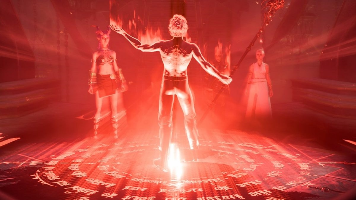 An image of Astarion in the midst of ascension while the party watches on in Baldur's Gate 3.