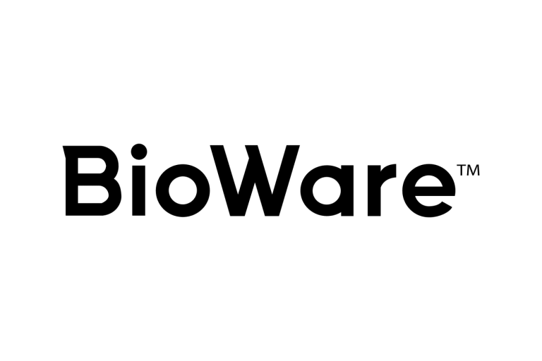 BioWare's banner. The background is white and the company name is written in black.