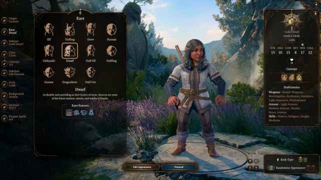 The Cleric class screen in Baldur's Gate 3