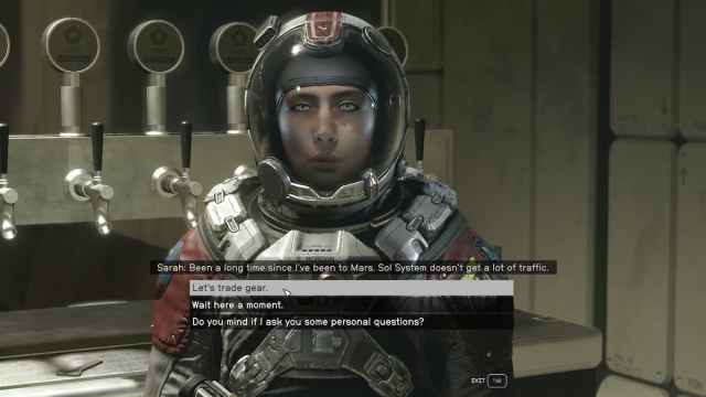 The companion dialogue menu in Starfield