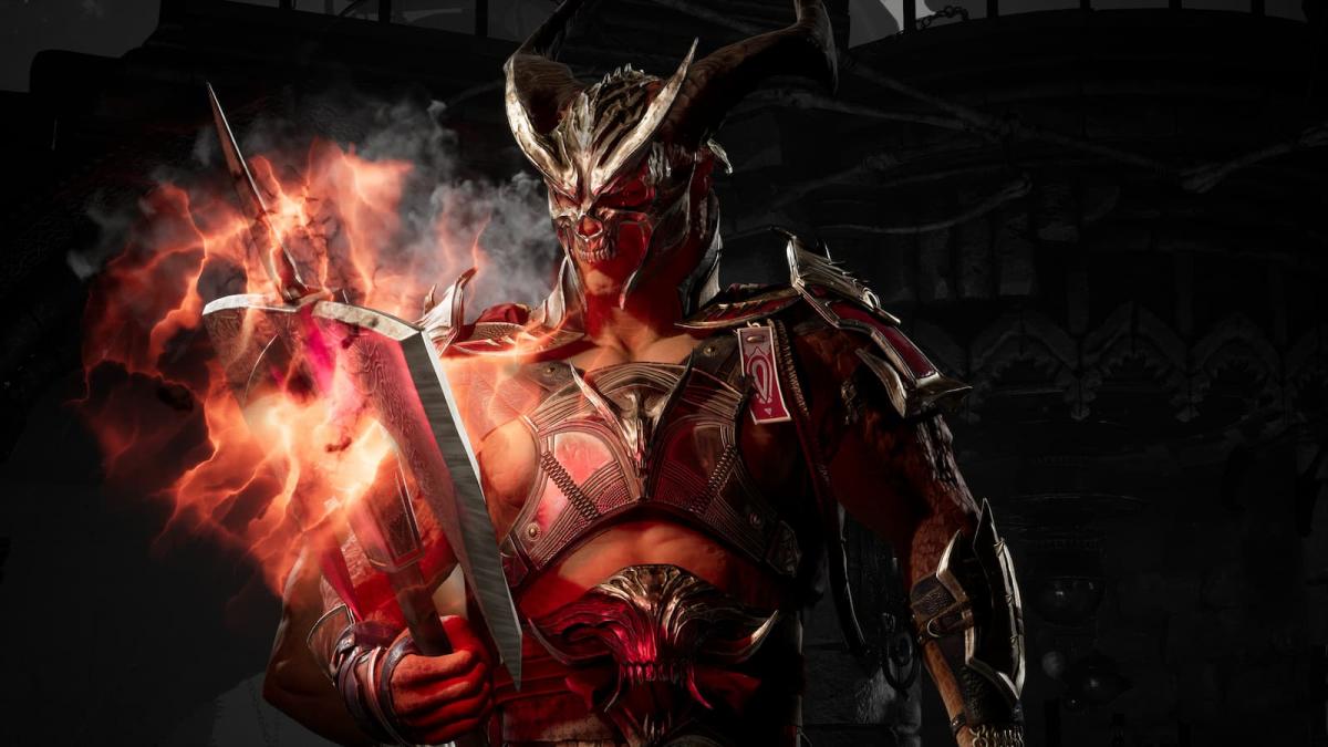 General Shao holding his weapon in MK1.