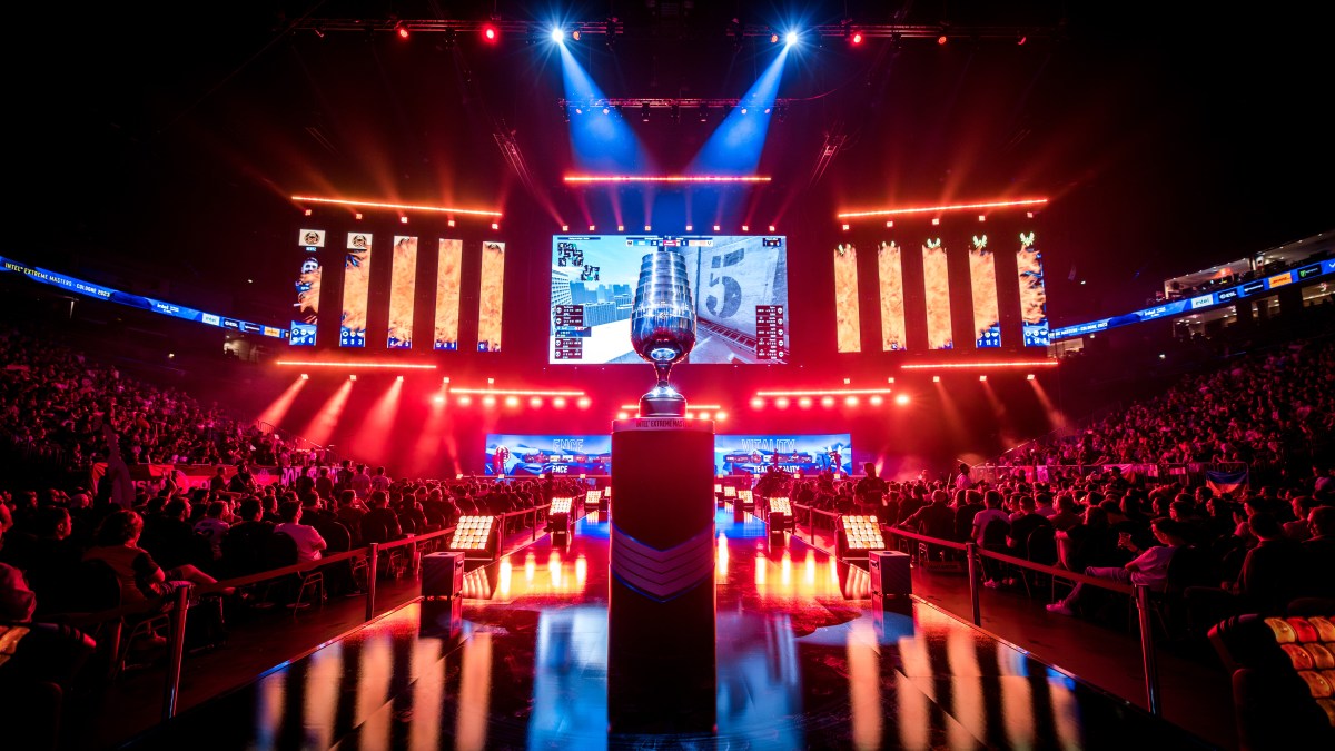 A shot of IEM Cologne trophy and stage.