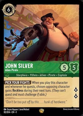 Image of pirate sneering through John Silver, Alien Pirate Disney Lorcana TCG