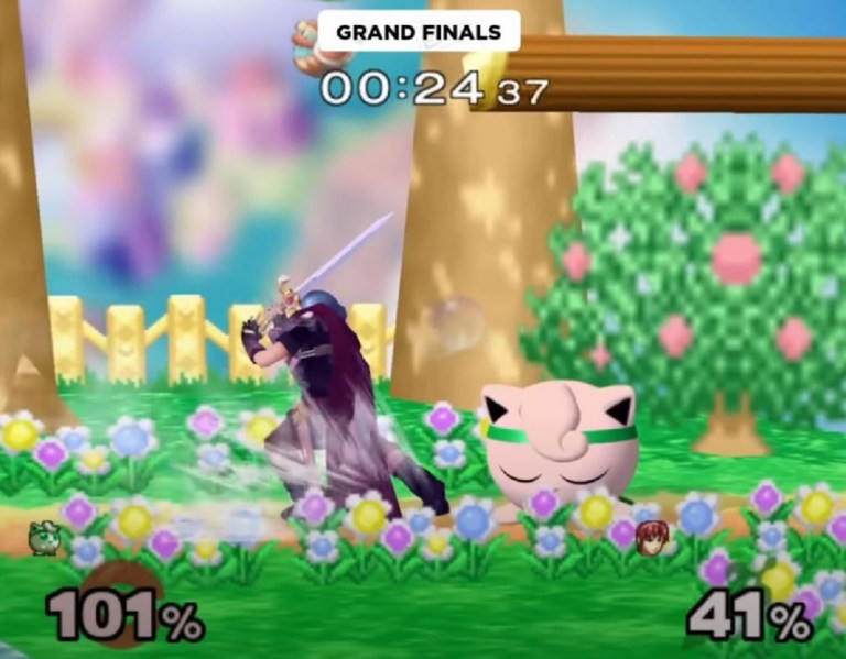 Marth using Shieldbreaker on Sleeping Jigglypuff