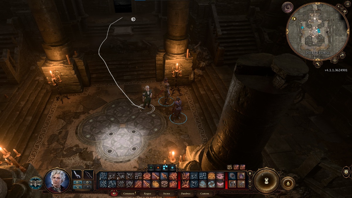 An image of the player character's party solving the puzzle to open the door to the Underdark in Baldur's Gate 3.
