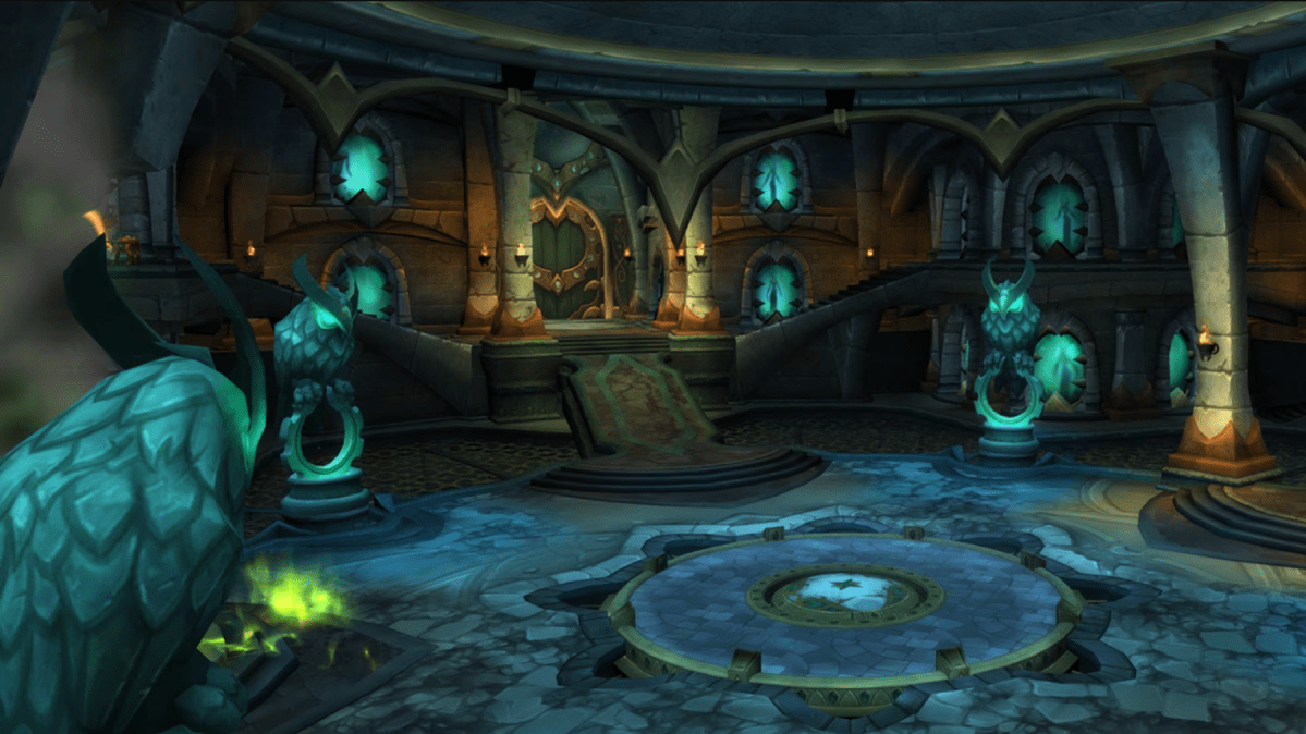 An overview of the main chamber in the Vault of the Wardens in World of Warcraft.