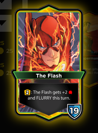 The Flash card, posing with his lightning aura