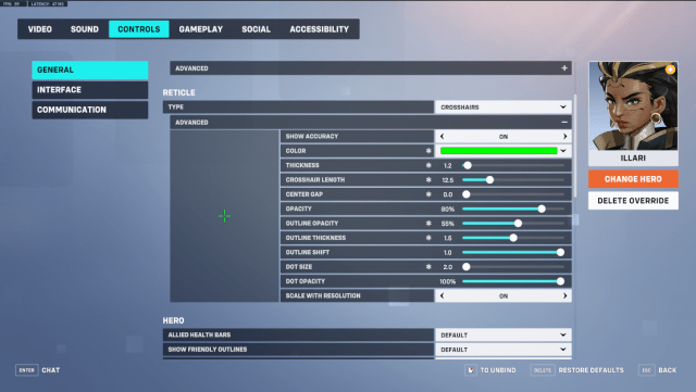 Settings Crosshair Illari Ow2