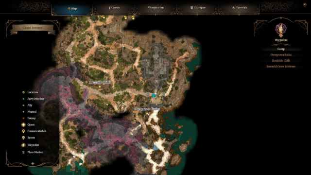 The main map in Baldur's Gate 3.