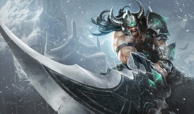 Tryndamere swings a huge sword in League of Legends