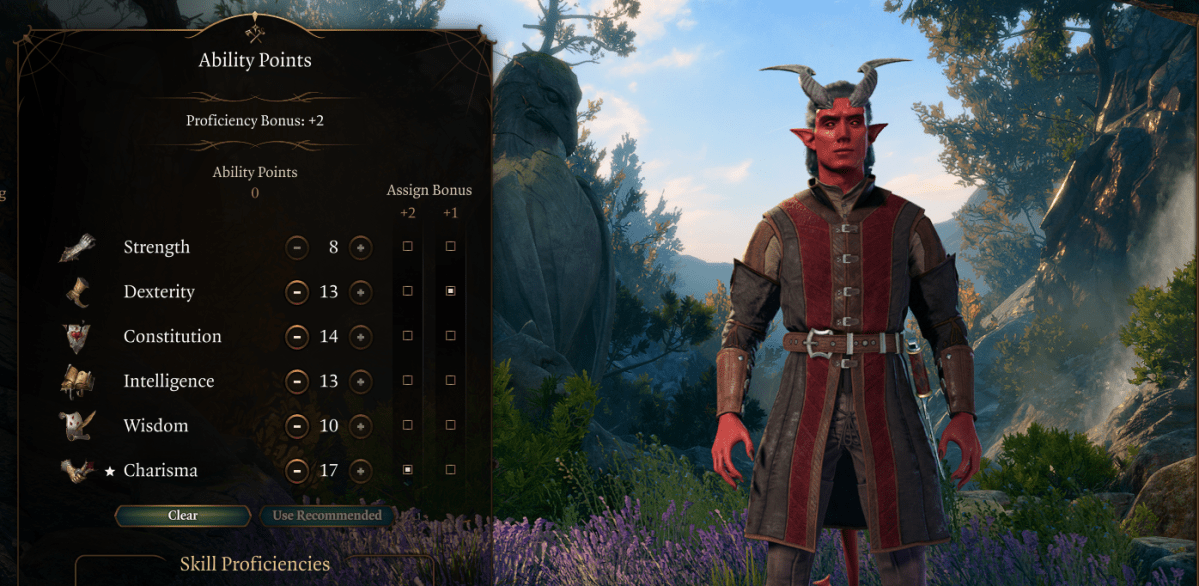 Image displaying the character creation menu in Baldur's Gate 3.