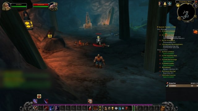 A WoW Classic player battles Goldtooth in the Fargodeep Mine.