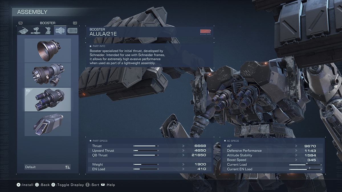 A menu screen from Armored Core 6.