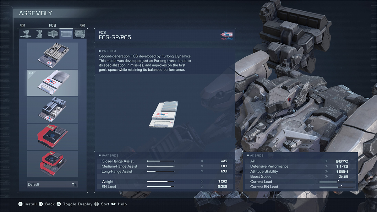 A menu screen from Armored Core 6.