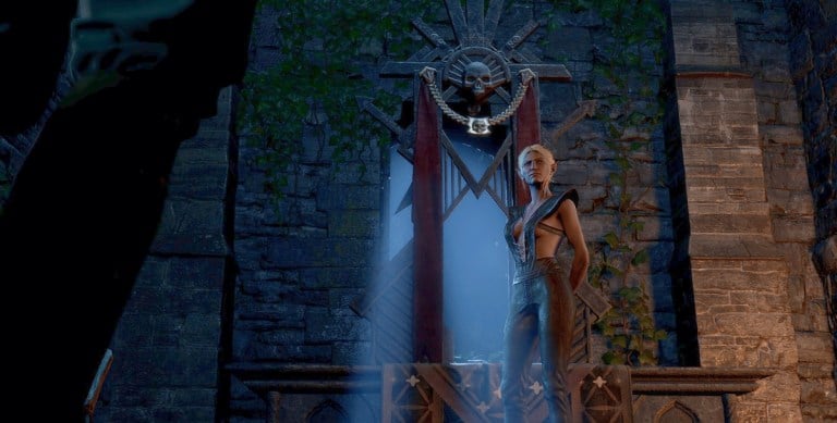 Minthara in Baldur's Gate 3 stood inside a stone structure.