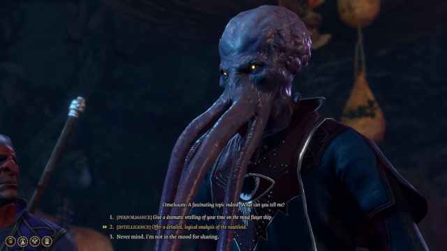 Image showing dialogue options about Nautiloid in Baldur's Gate 3.