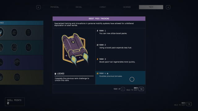 Image of the boost pack training skill and emblem, fully maxed out at rank four.