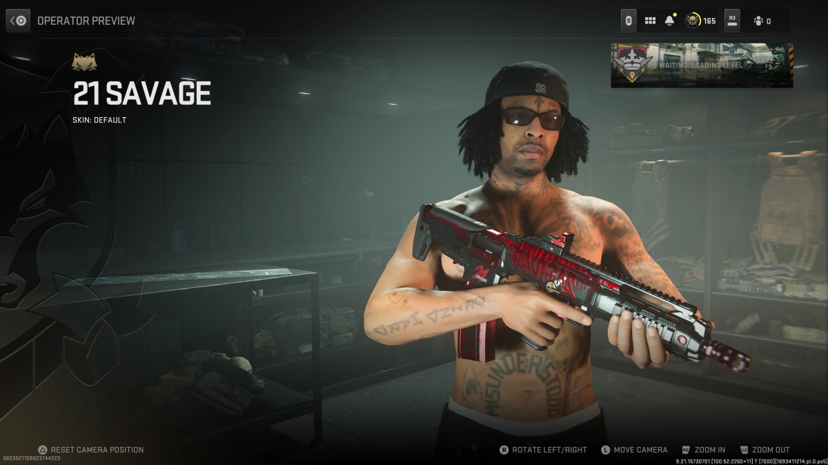 A screenshot of the 21 Savage operator in MW2.