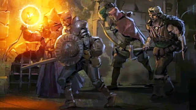 A bunch of Dark and Darker characters running through a dungeon.