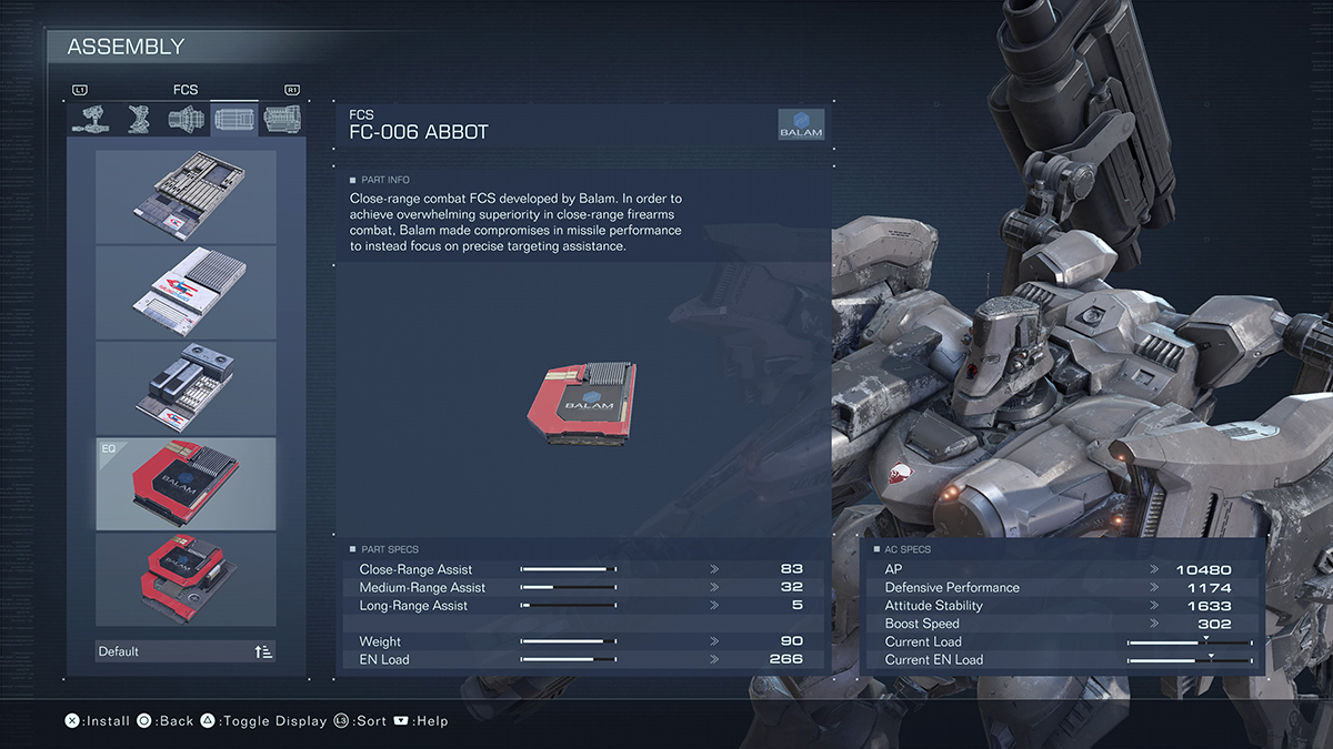 A menu screen in Armored Core 6.