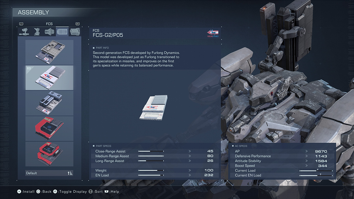 A menu screen from Armored Core 6. 