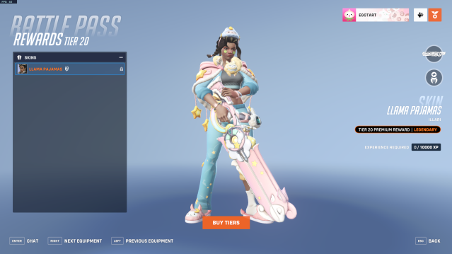 Illari in her Llama Pajamas skin in Overwatch 2.