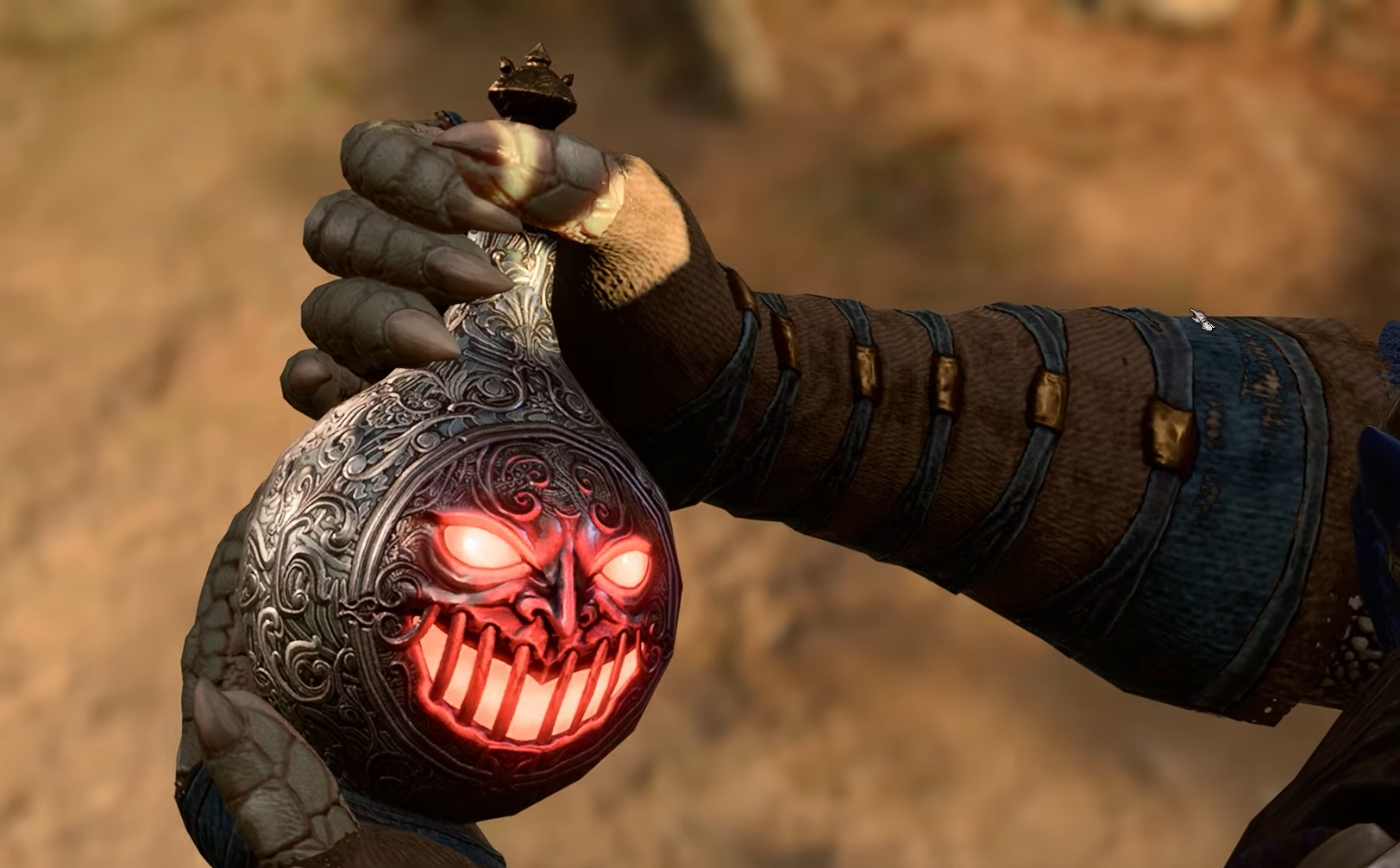 An image of a character holding up the Iron Flask in Baldur's Gate 3.