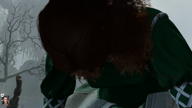 A blonde-haired woman bows her head in despair.