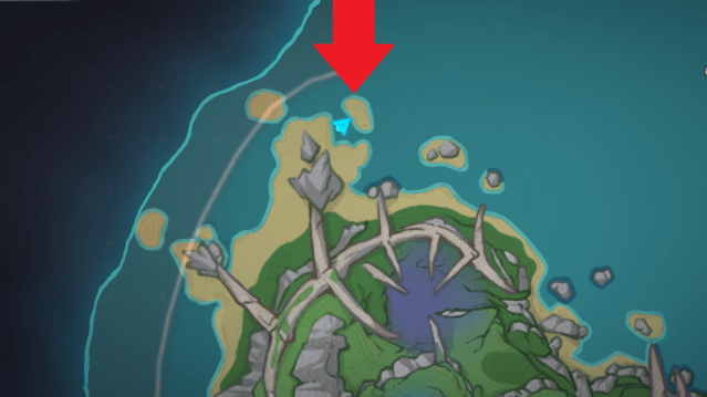 A map of the Elynas region with Ninianne of the Lake's location marked.