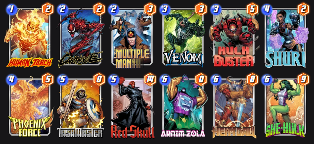 Screenshot of the Phoenix Force deck in Marvel Snap.