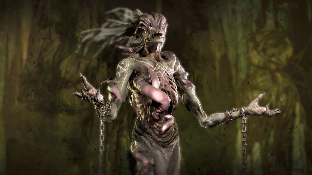 Varshan the Consumed gesturing towards a player in Diablo 4