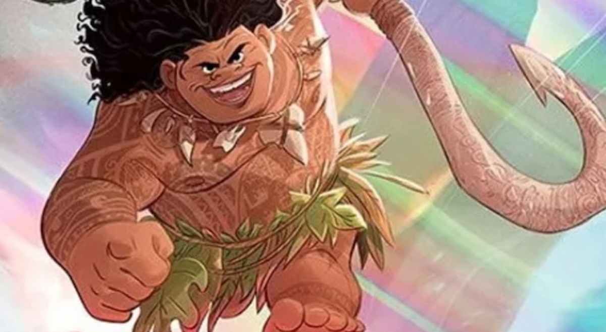 Image of Diseny Maui preparing for battle through Disney Lorcana Maui