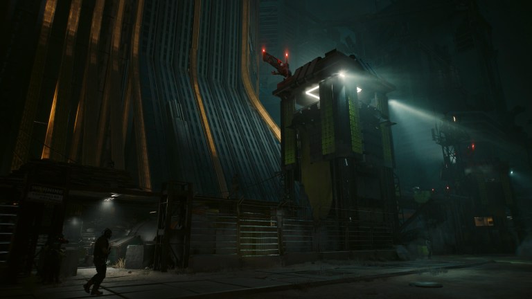 An in game screenshot of the BARGHEST camp from the game Cyberpunk 2077.