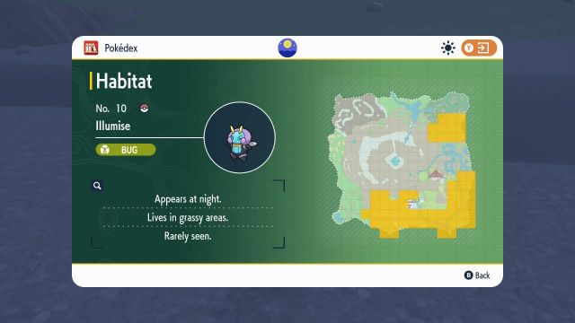 Illumise habitat data in Scarlet and Violet