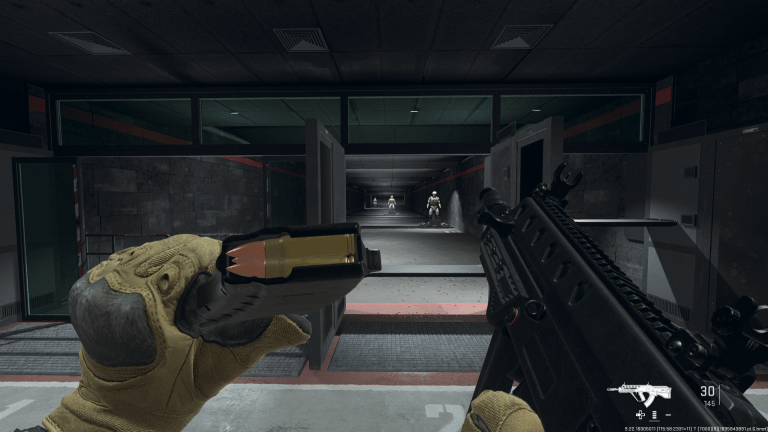 A first-person POV of reloading the TR-76 Geist in Call of Duty: Modern Warfare 2.